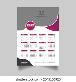 One Page Wall Calendar Design Template 2022
