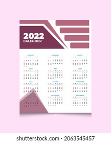Diseño de calendario de pared de una página 2021.Diseño de calendario de pared 2021, diseño de plantilla de calendario de pared. La semana empieza el sábado. Calendario del año nuevo 2021 en mínimo.