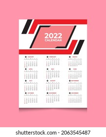 One Page Wall Calendar Design 2021.Wall Calendar Design 2021, Set Wall Calendar template design. Week Starts on Saturday. 2021 new year calendar in minimal.