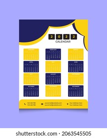One Page Wall Calendar Design 2021.Wall Calendar Design 2021, Set Wall Calendar template design. Week Starts on Saturday. 2021 new year calendar in minimal.