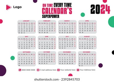 	
one page wall calendar design template | 2024 calendar template with wavy shapes | Desk calendar 2024 template 12 months included professional calendar design  	
Colorful abstract shapes card design
