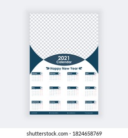 One Page Wall Calendar Template | wall calendar template design for 2021 | Creative Wall Calendar