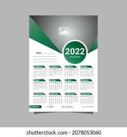 1-Seiten-Wall-Kalendervorlage Design 2022