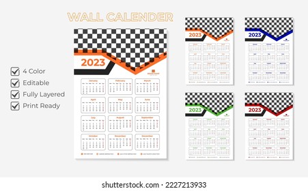 One page wall calendar template design