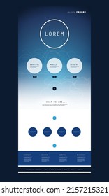 One Page Website or App UI  Template with Clouds Pattern - Design on Bright White and Blue Gradient Background - Illustration in Editable Vector Format