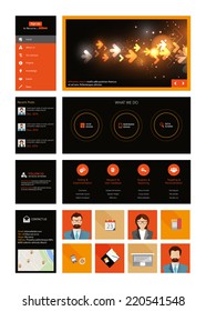 One page website dark design template in flat design style 