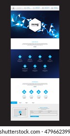 One page website design, with abstract cyberspace background

