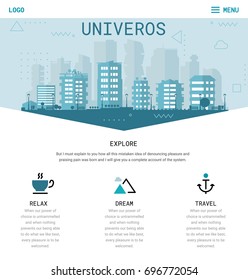 One Page Website Design with City Header