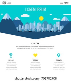 One Page Website Design with City Header