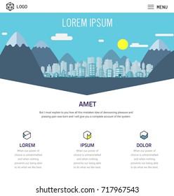 One Page Website Design with City Header