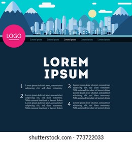 One Page Website Design with City Header