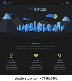 One Page Website Design with City Header
