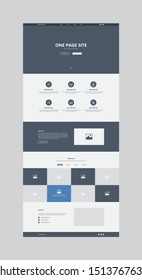 One page website design template for business or agency. Landing page wireframe. Modern responsive Web design