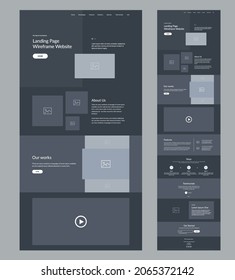 One Page Website Design Template. Landing Page Wireframe.