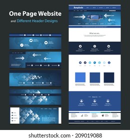 One Page Website Design Template and Different Headers