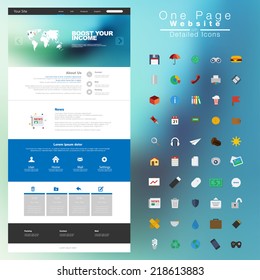 One Page Website Design Template. All In One Set For Website Design