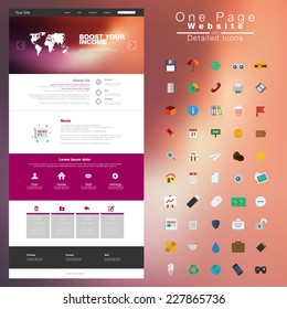 One Page Website Design Template. All In One Set For Website Design