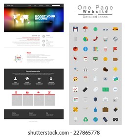 One page website design template. All in one set for website design