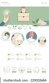 One page website design template. Set for website design that includes one page website templates and set of flat design concept illustrations for banners, presentation templates and web content.