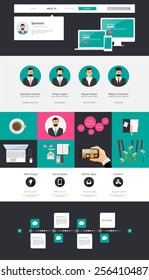 One page website design template. All in one set for website design that includes one page website templates, ux/ui kit for website design, and flat design illustrations. 