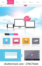 One Page Website Design Template Eps 10 Vector 