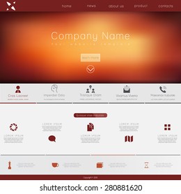 One page website design template. All in one set for website design that includes one page website templates, set of line icons, ux/ui kit for website design, and flat design illustrations. 
