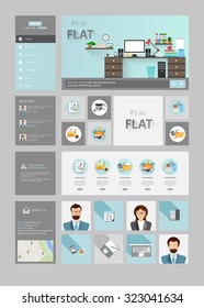 One page website design template in flat illustration style 
