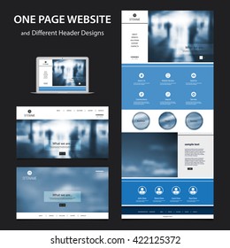 One Page Website Design Template for Your Business with Blurred Backgrounds