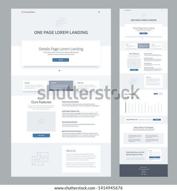 Download One Page Website Design Template Business Stock Vector Royalty Free 1414945676