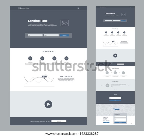 One Page Website Design Template Business Stock Vector Royalty Free 1423338287