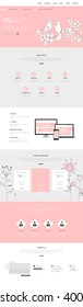 One page website design template.Spring and flower theme.