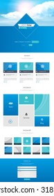 One Page Website Design for Your Business with clouds and sky realistic illustration