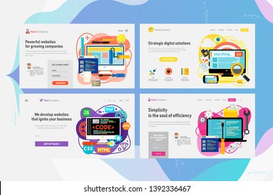 One Page Website Kit for Webdesign and Developing Concept Banners. Vector Illustration