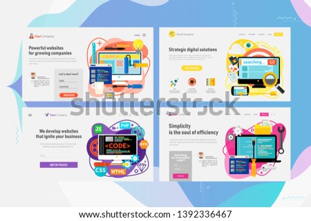 One Page Website Kit for Webdesign and Developing Concept Banners. Vector Illustration