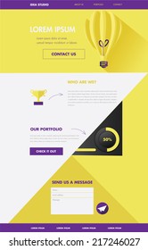 one page website layout template- clean modern web in flat design style