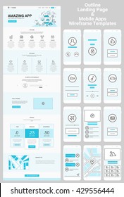 One Page Website and Mobile Apps Wireframe Kit