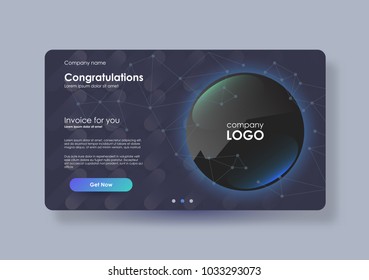 One Page Website Template or Abstract design card for print and app. Creative Web Invoice Layout.
