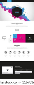 One Page Website Template with Abstract Header Design.