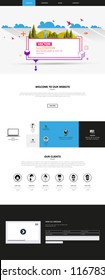 One Page Website Template with Abstract Header Design.