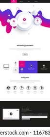 One Page Website Template with Abstract Header Design.