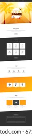 One Page Website Template With Abstract Summer Header Design. Website Wireframe in Eps 10 Illustration.