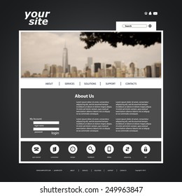 One Page Website Template with Blurred Header Background Design