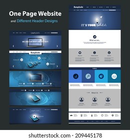 One Page Website Template and Different Header Designs