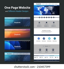 One Page Website Template and Different Header Designs