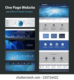 One Page Website Template and Different Header Designs