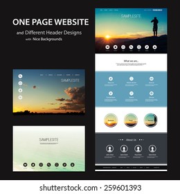 One Page Website Template and Different Header Designs