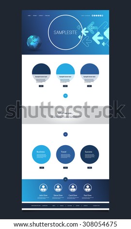 One Page Website Template with Earth Globe on the Header Design