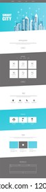 One Page Website Template with Flat illustration of Smart City Header Design