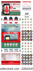 One page website template with icon set. Christmas sale