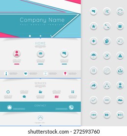 One Page Website Template with Material Design Background